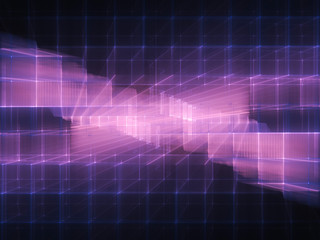 Abstract violet background element on black. Disturbed grid pattern. Detailed fractal graphics. Information technology concept.