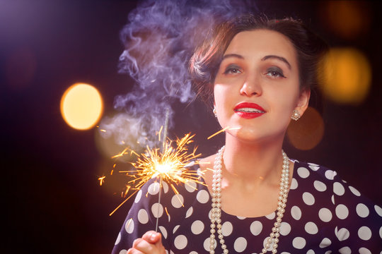 woman with sparkler