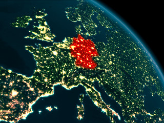 Night view of Germany on Earth