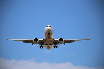 着陸態勢に入った飛行機