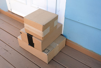 delivered stacking packages put in front of the door