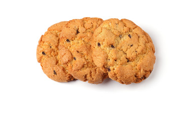 three round cracking light sugar cookies with chocolate chip