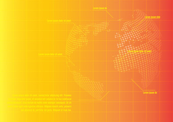Orange background color abstract with earth map