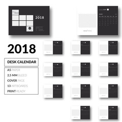 Desk Calendar template design 2018 vector