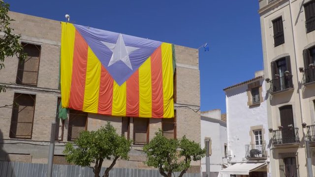 Catalan flag on the house in Tossa de Mar