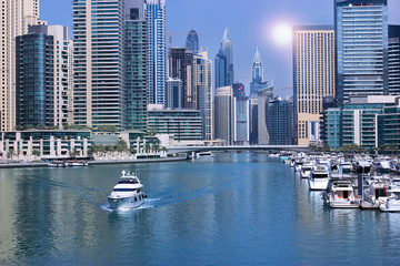 Obraz na płótnie Canvas Water canal in Dubai Marina.UAE. 