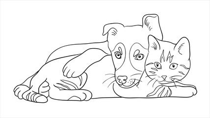 Cat & dog line art 11. Good use for symbol, logo, web icon, mascot, coloring book, sign, or any design you want.