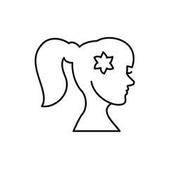 woman face with flower in hair icon illustration