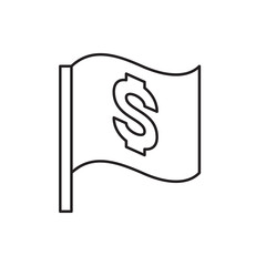 flag with dollar icon illustration