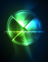 Circular glowing neon shapes, techno background