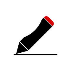 Pen icon black with red top