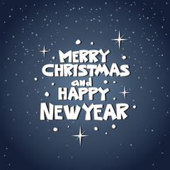 Naklejka premium Merry Christmas And Happy New Year Icon Calligraphic Lettering Design Holiday Postcard Decoration Vector Illustraion