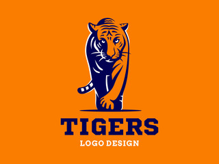 Tigers - logo, icon, illustration on orange background