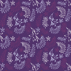 Seamless purple floral wallpaper