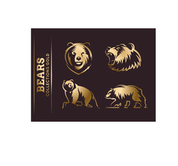 Bears gold collections - vector illustration on brown background