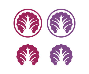 Unique Fresh Cabbage Vegetables Food Illustration Circle Set Logo Symbol