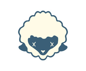 Cute Drunk Sheep Head Illustration Simple Logo Design