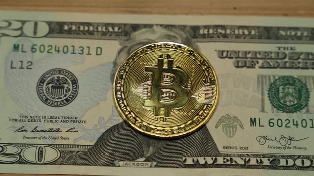 Bitcoins and banknotes are dollars. US dollars coin bitcoin.