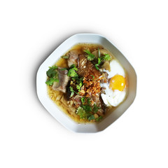 Porridge with Smoked Dry Fish Soup isolate on white background