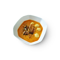 Curried smoked dry fish sauce isolate on white background