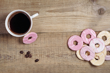 Coffee and cookies with icing
