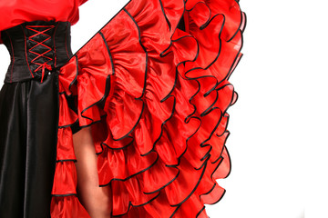 Girl in red cancan dress
