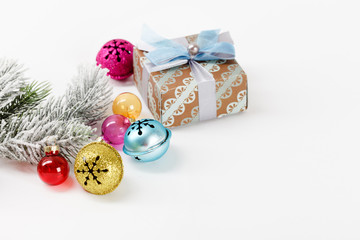 Christmas balls on the white background
