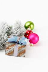 Christmas balls on the white background