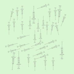 Syringe  pattern, objects. Hand drawn.