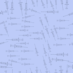 Fototapeta premium Syringe seamless pattern, objects. Hand drawn.