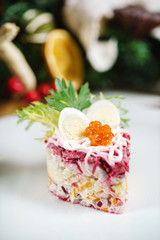 Obraz na płótnie Canvas beetroot salad with caviar