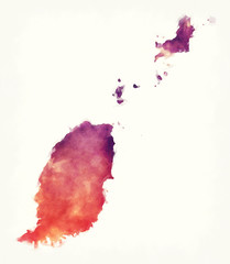 Grenada watercolor map in front of a white background