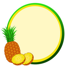 БRound frame with pineapple and cut slices. Vector illustration.езымянный-4