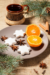 Gingerbread cookies in star shape on plate
