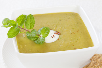 Split Pea Soup with Yoghurt and Mint