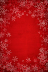 Red Christmas background with snowflakes 