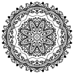 Black mandala on white background. Vector ornament for your design