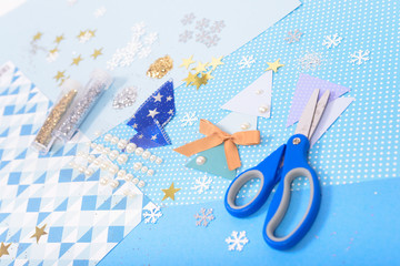 Paper and glitter for Christmas craft making