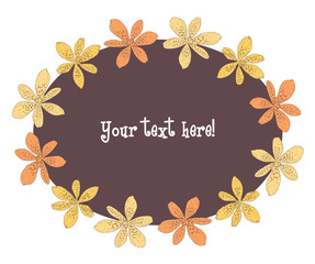 Frame with orange and yellow lilies on white background