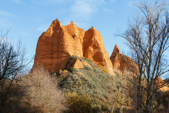 Farallones. Las Médulas. Explotación minera de oro romana. Patrimonio de la Humanidad de la Unesco. El Bierzo, León, España.
