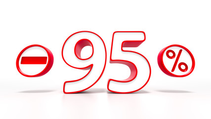 95 percent red symbol isolated on white background