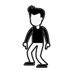 Young man celebrating cartoon icon vector illustration graphic design