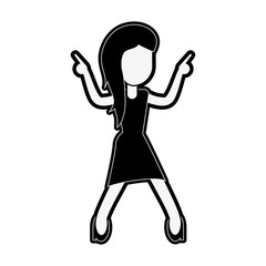 Young woman happy dancing cartoon icon vector illustration graphic design