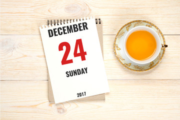 24 december 2017, paper calendar on white office table