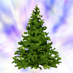 Christmas tree, low poly triangle origami style