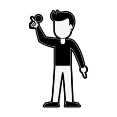 Young man celebrating cartoon icon vector illustration graphic design