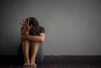 Woman hand sign for stop abusing violence, Human Rights Day concept.