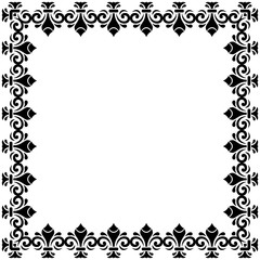 Oriental vector pattern with arabesques and floral elements. Traditional classic black and white ornament. Vintage pattern with arabesques