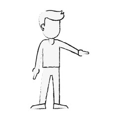 Young man celebrating cartoon icon vector illustration graphic design