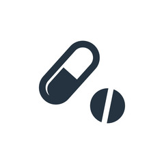 pills icon on white background, fitness, sport
